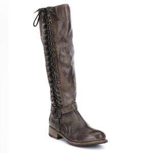 Bed Stu Distressed Burnley Brown Leather Laced Boots